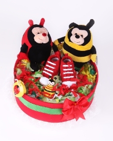 One tier Duo  Bumble Bee Red  Nappy  cake