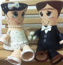 Bride and Groom Pot People