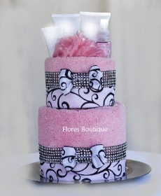 Pink Tule Towel Cake