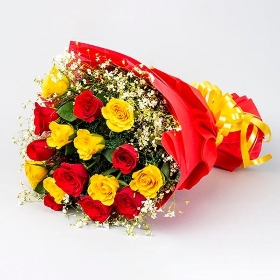 Yellow and Red Rose Bouquet