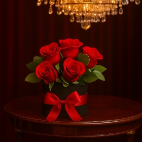 Classic Red Rose Hat Box