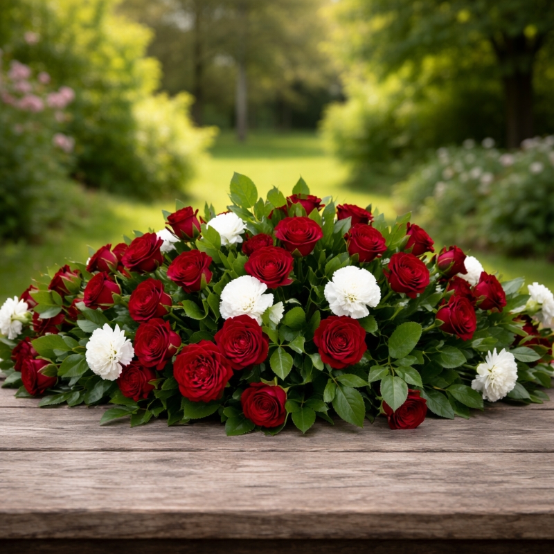 Red Rose Casket
