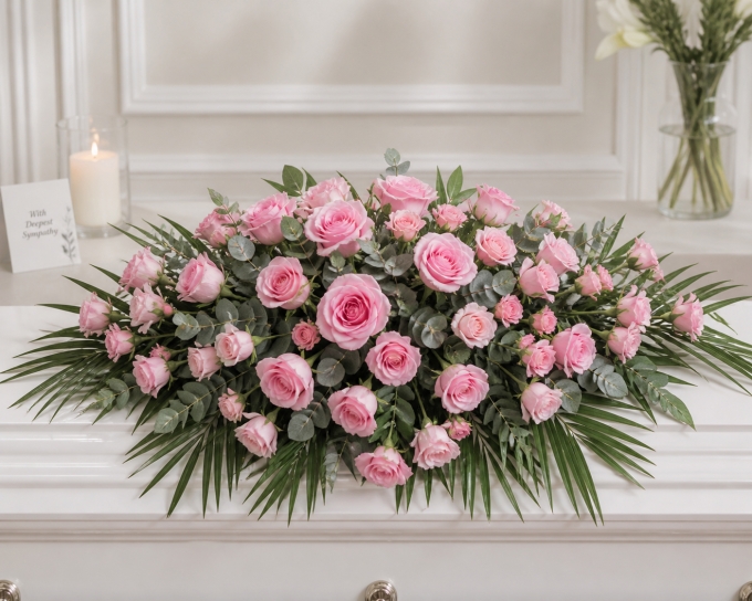 Eternal Grace Pink Rose Funeral Spray