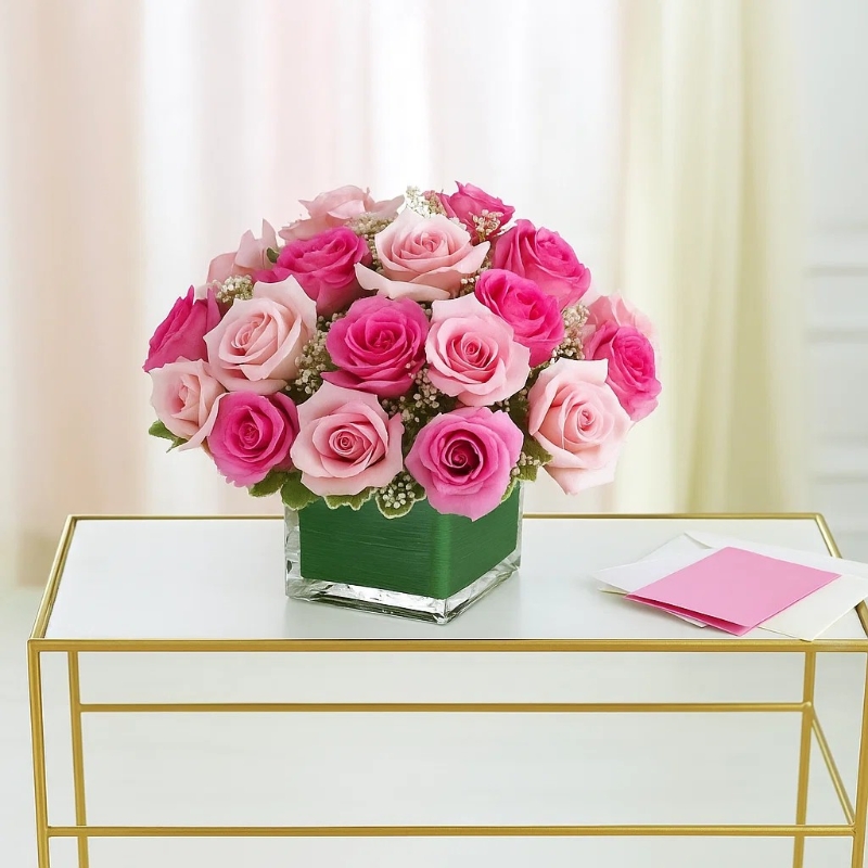 Pink Roses Cube