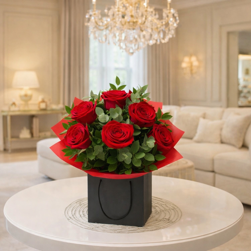 Six Red Roses Bouquet