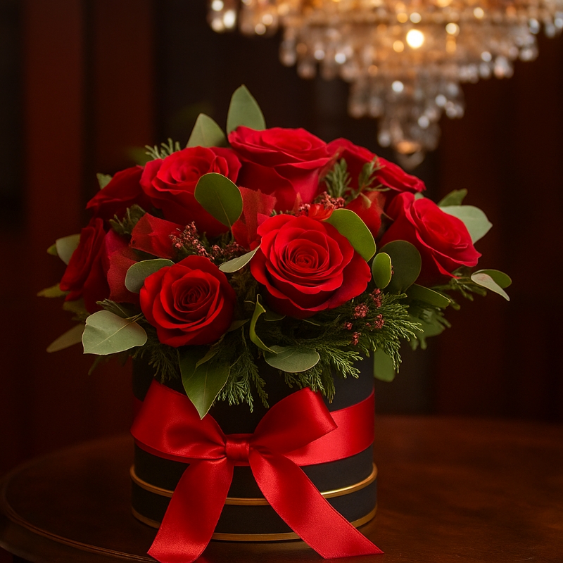 Classic Red Rose Hat Box
