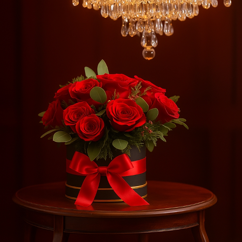 Classic Red Rose Hat Box