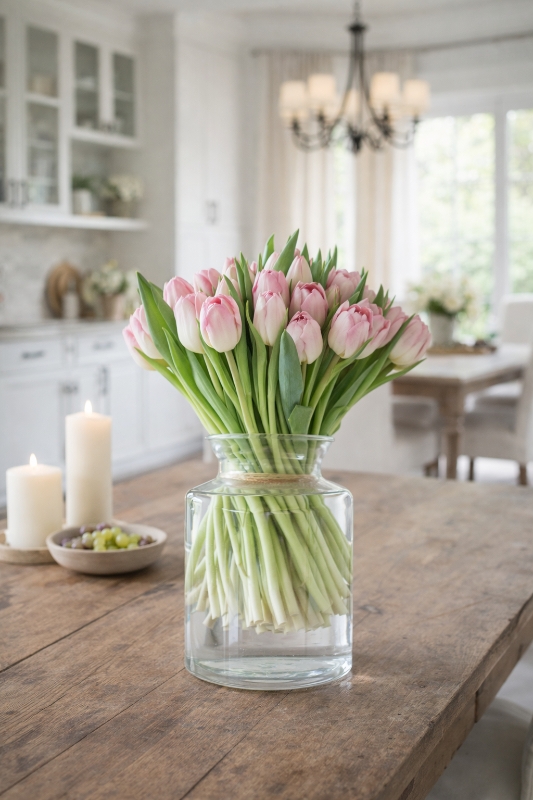 Blush Embrace pink tulips