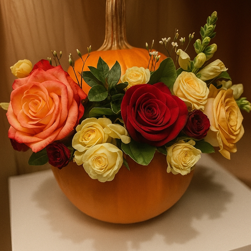 Vibrant Harvest Pumpkin Centerpiece