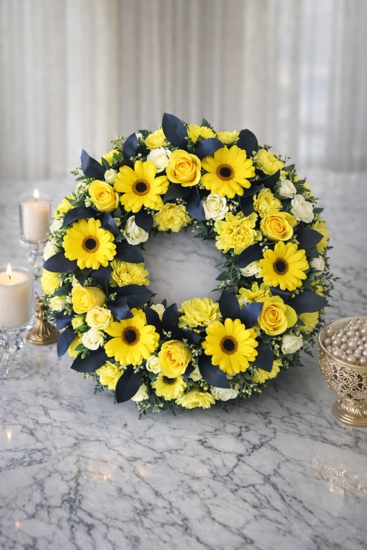 Golden Remembrance Funeral Wreath
