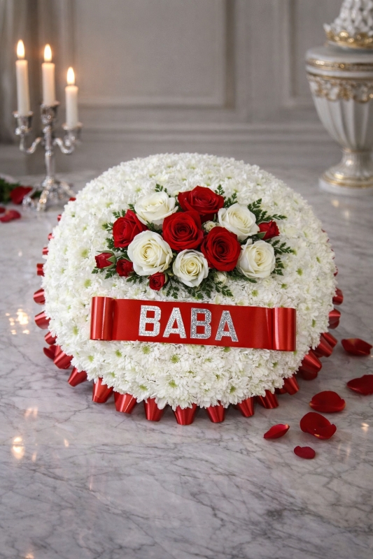 Classic Red & White Lettered Posy Pad