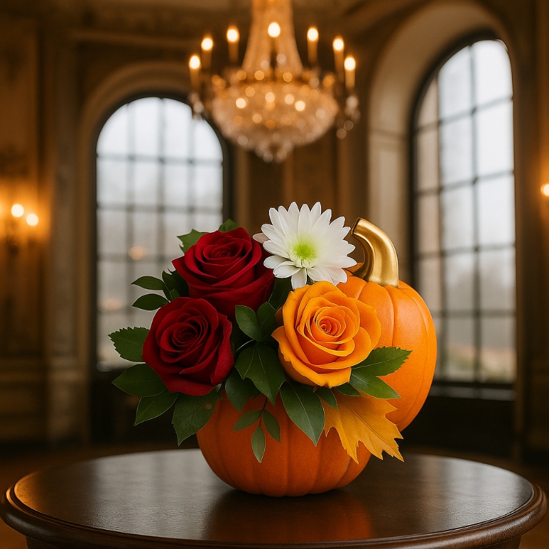 Autumn Pumpkin Bloom Arrangement