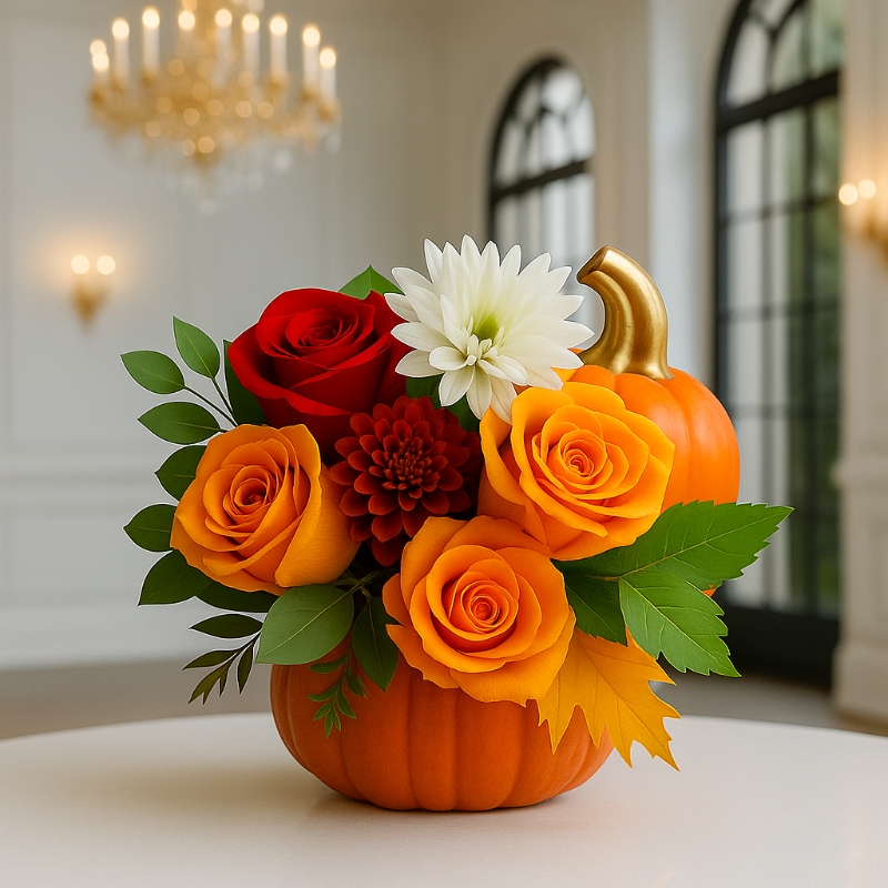 Autumn Pumpkin Bloom Arrangement