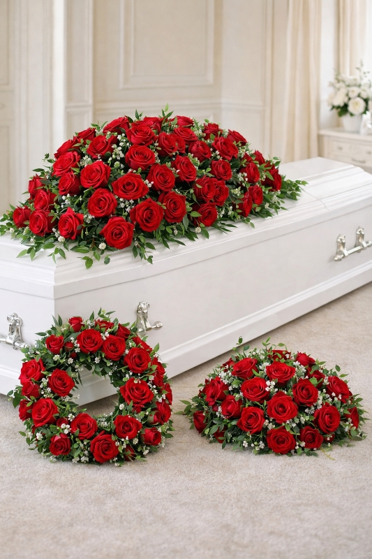 Graceful Farewell Collection – Red Rose Tribute