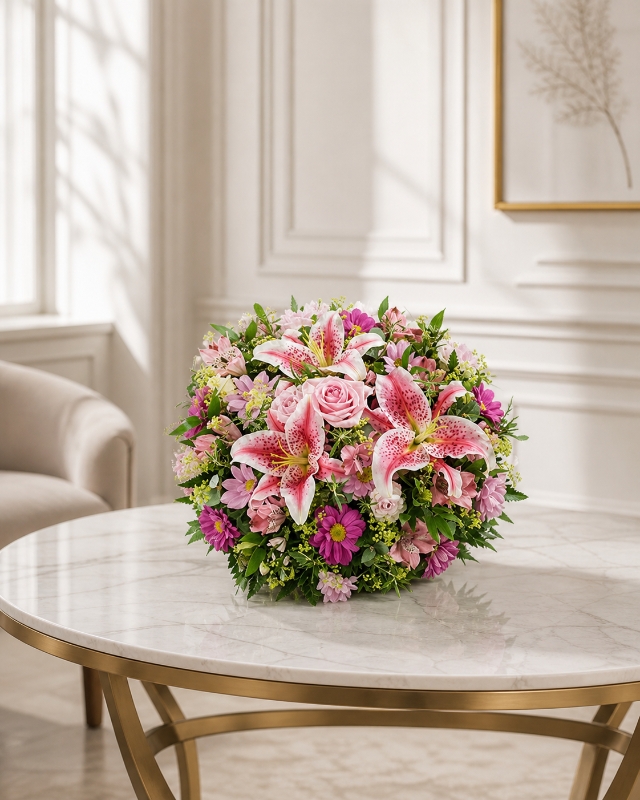 Heavenly Pink Lily & Rose Tribute