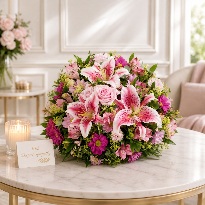 Heavenly Pink Lily & Rose Tribute