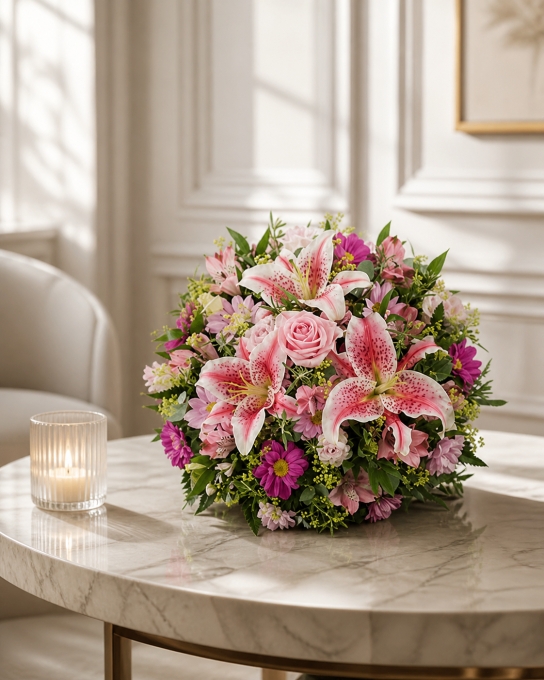 Heavenly Pink Lily & Rose Tribute