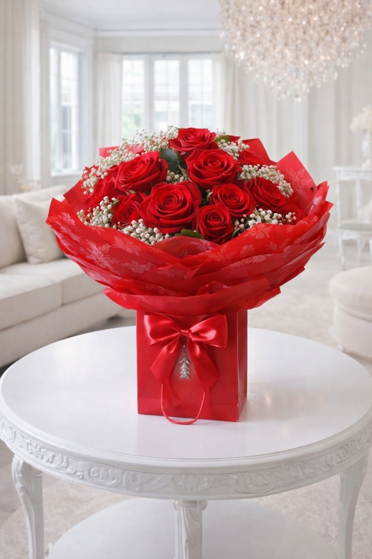 Romantic Elegance Red Rose Bouquet