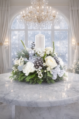 Snowy Elegance Holiday Centerpiece