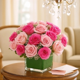 Pink Roses Cube