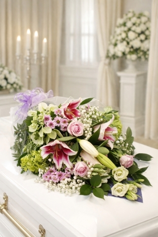 Funeral Flowers in Cellophane