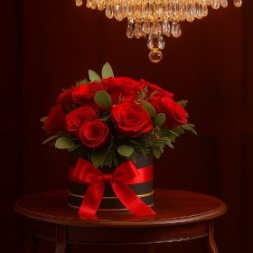 Classic Red Rose Hat Box