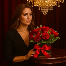 Classic Red Rose Hat Box