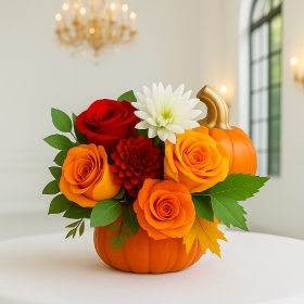 Autumn Pumpkin Bloom Arrangement