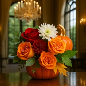 Autumn Pumpkin Bloom Arrangement