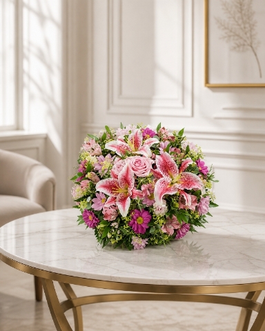 Heavenly Pink Lily & Rose Tribute